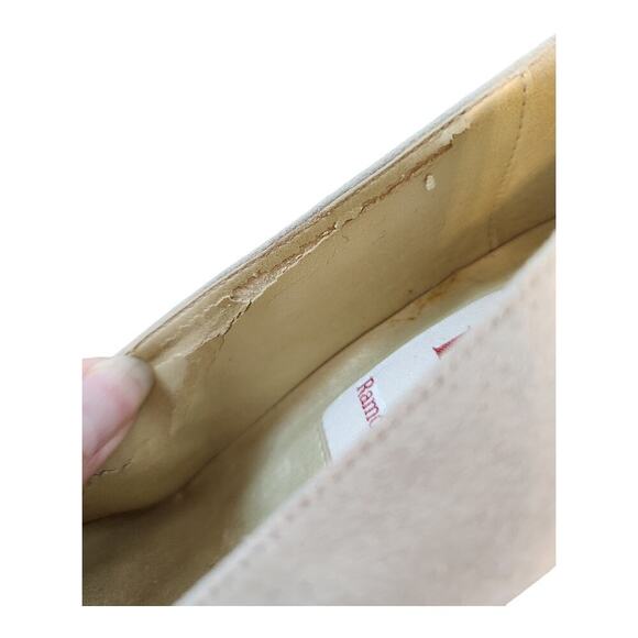 Red by Ramon Tenza leather heels made in Spain cream gold square heel shoes vtg - Picture 14 of 16